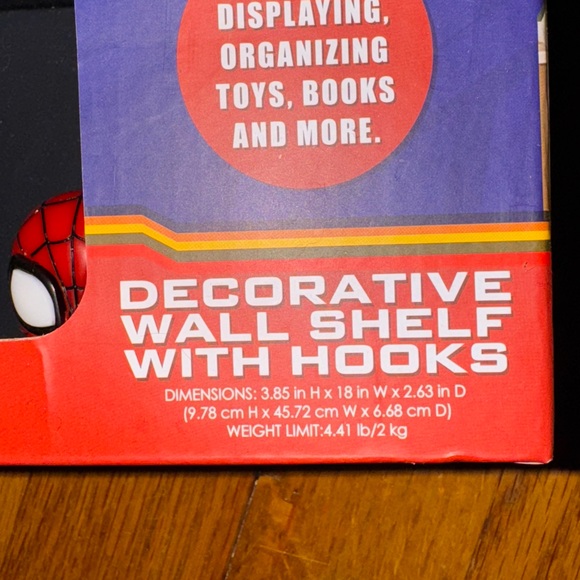 Marvel Spiderman Child’s Decorative Wall Shelf with Hooks NWT #2 - Picture 2 of 7